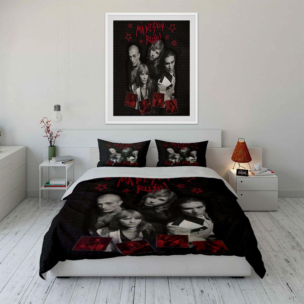 Måneskin Band Stars Design Bedding Duvet Cover Set Duvet Cover Pillowcases (1*Duvet Cover 2*Pillowcases, without duvet insert)