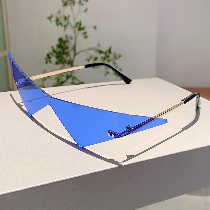 Солнцезащитные очки треугольной формы без оправы для мужчин, новая модная хип-хоп модель, однотонные уличные очки, женские трендовые дизайнерские очки для рейва