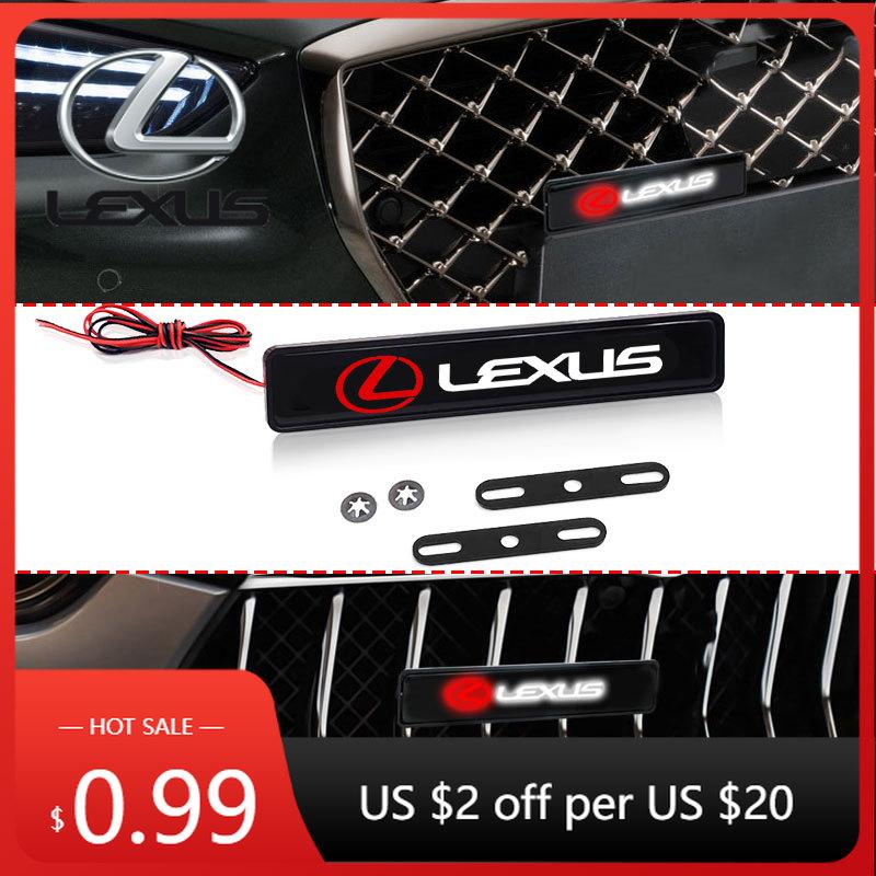 Interior Stickers Car Head Grill Emblem LED Light Front Grille Badge Sticker For Lexus IS250 IS200 CT200h GS300 LS430 RX450h LX5