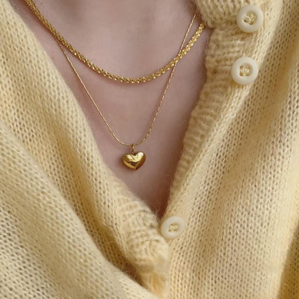 Женское ожерелье из титановой стали с красным сердцем 2023 года — маленькая ключичная цепочка с подвеской в виде персикового сердца