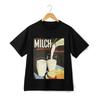 Vintage MilkandCheese Themed Printed Tee,European Nostalgic Style Short-sleeve Top