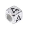100x Assorted Metallic Acrylic Alphabets Letter Cube Beads Pony Beads Silver