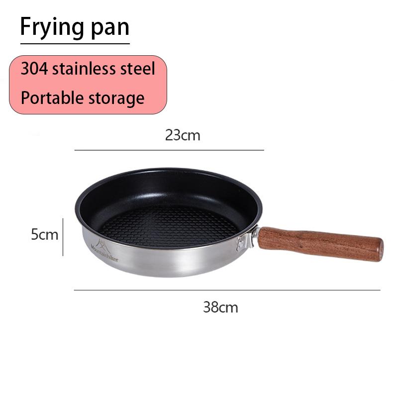 Outdoor Portable Stainless Steel Mini Wok Pan Non-Stick Egg & Steak Flat-Bottomed Frying Pan for Camping Hiking Travel Picnics