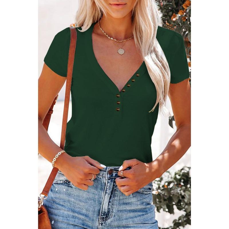 Spring Summer Women's T-shirt, Sexy V-neck Tops, Women's Short Sleeve T-shirt