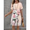 Summer Fashion Cute Rabbit Colorful Animal Printed Dress Ladies Loose  Casual Oversized Comfortable Dress
