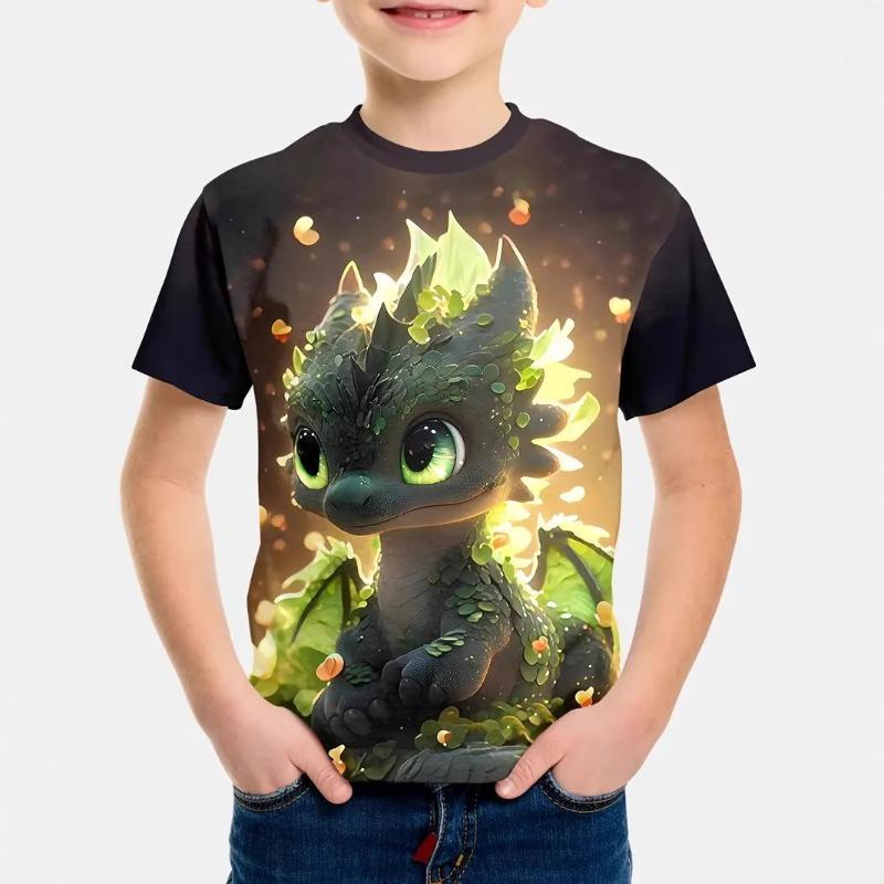Детская футболка с 3D-принтом, летняя футболка с круглым вырезом и короткими рукавами для мальчиков в стиле аниме с 3D-принтом