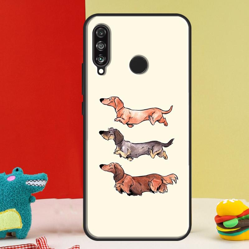 Cartoon Dachshund Dog For Huawei P30 Pro P60 P50 P20 P40 P Smart Nova 9 5T Honor Magic 5 Lite X8 X9 a 50 70 Case