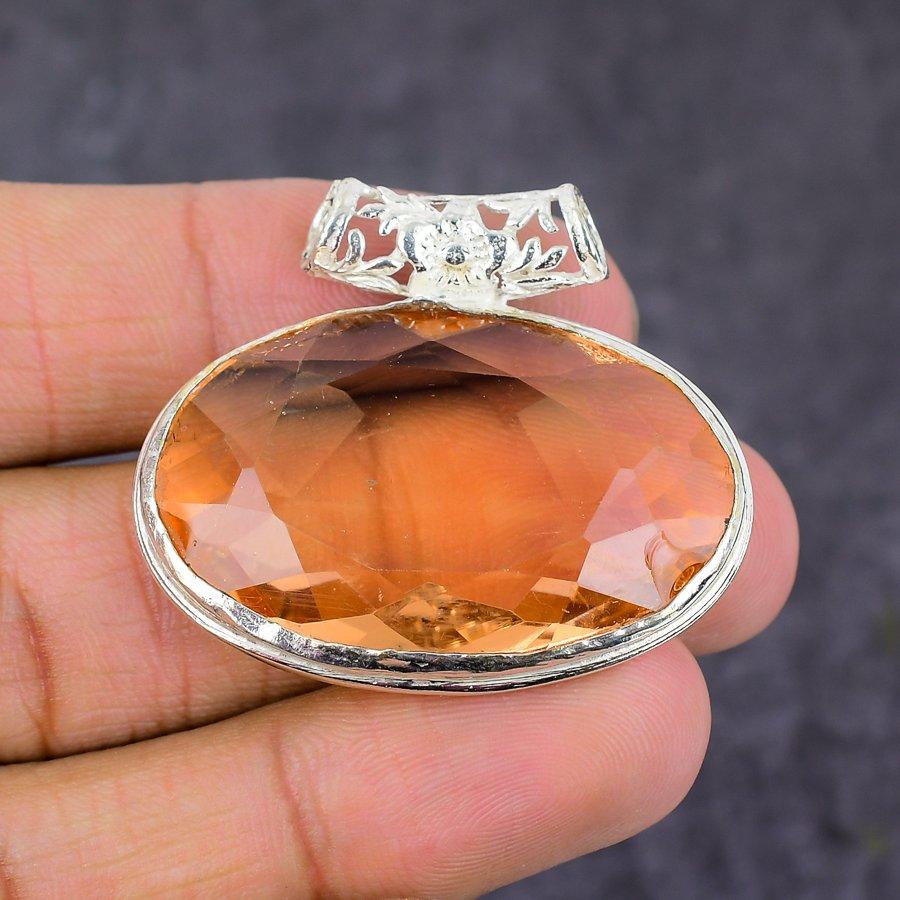 Подарочный кулон ручной работы из стерлингового серебра 925 пробы с натуральным морганитом 1,46 дюйма j0l87