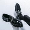 Lacquer Leather Men's Loafers Thick Bottom Height Increasing Style Office and Work Black Leather Shoes 38-46 Suit Casual
