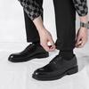 Men's Shoes Spring and Autumn New British Casual Shoes Men's Black Business Dress Leather Shoes Men's Height-increasing Small Leather Shoes