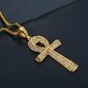 Gold Silver Color Micro Cubic Zirconia Anka Egyptian T Shaped Cross Pendant Fashion Iced Out Bling Key of Life Necklace Jewelry