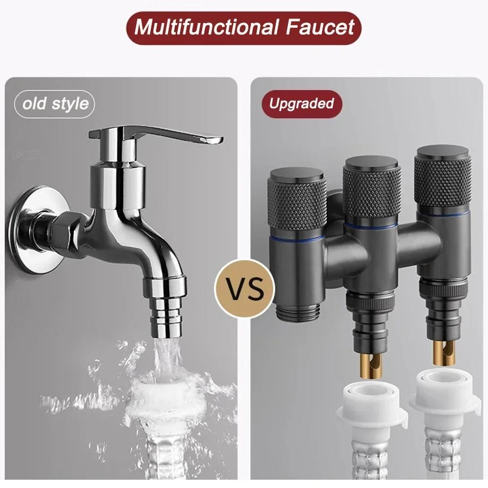 1шт. Угловой клапан для унитаза, угловой клапан для унитаза с одним входом и двумя выходами, двойной открытый кран, противоскользящий маховик, туалет