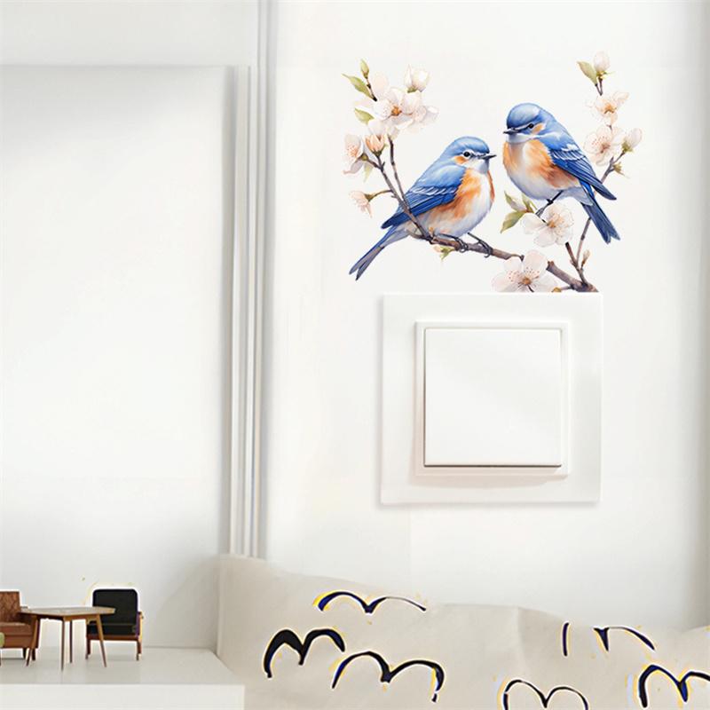 Нарисованные ветки птица спальня гостиная переключатель паста украшение дома украшают настенные наклейки самоклеящиеся наклейки