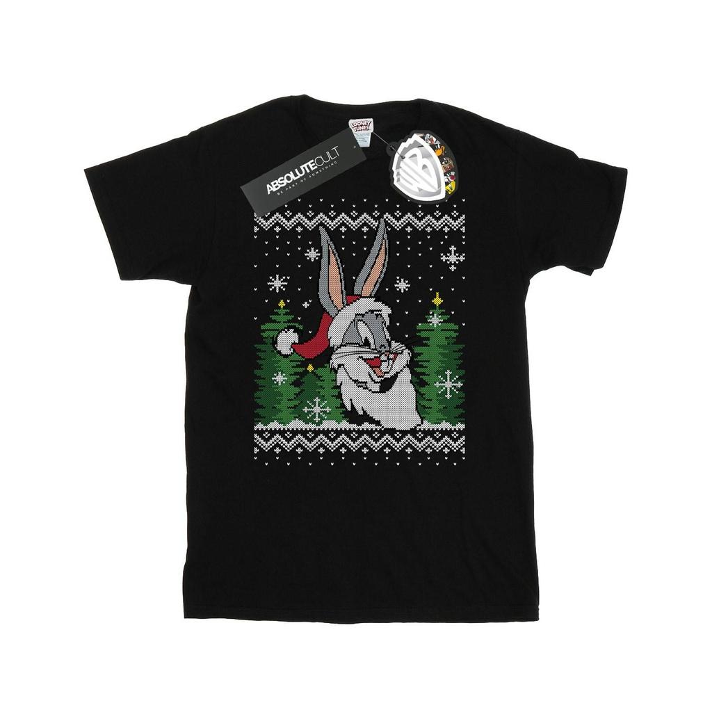 Looney Tunes Mens Bugs Bunny Christmas Fair Isle T-Shirt