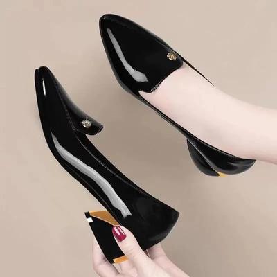 Sapatos femininas женские модные туфли с острым носком, легкие, весенние, с квадратным каблуком, для офиса, для работы, классная обувь ba385