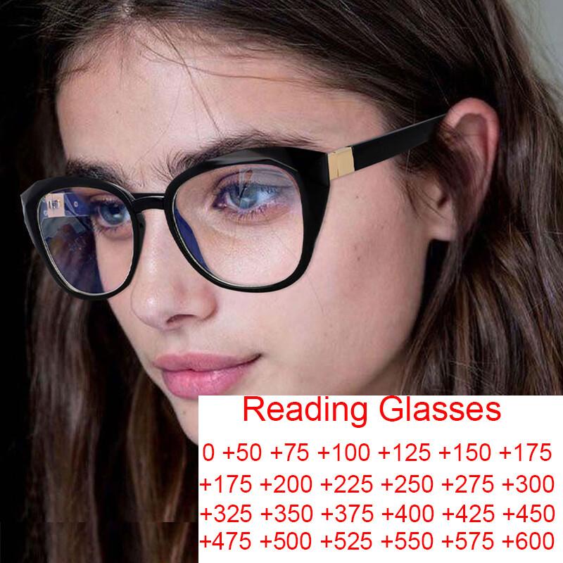 New Fashion Anti-Blue Light Reading Glasses Women Men Optical Computer Glasses Black Cat Eye Glasses Frame