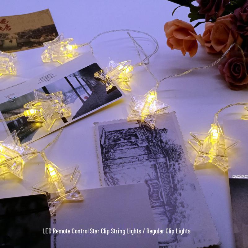 Remote-Control LED Photo Clip String Lights for Romantic Dorm Room Decor