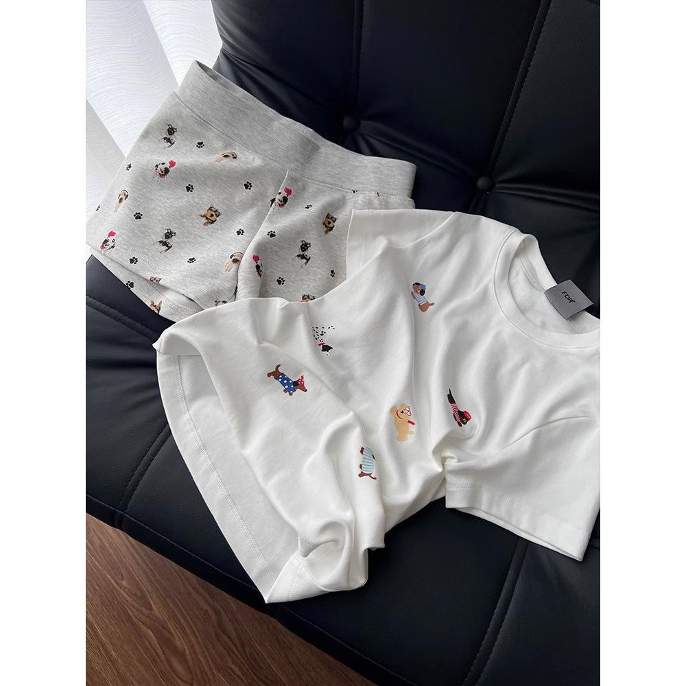 Women's Summer Pajama Set Short Sleeve Shorts Soft Thin INS Style Loungewear Casual Sleepwear