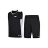 Li Ning Sports Basketball Series Logo Color Block Knitted Jersey Casual Sports Suit Men Suit Black AATP001-2