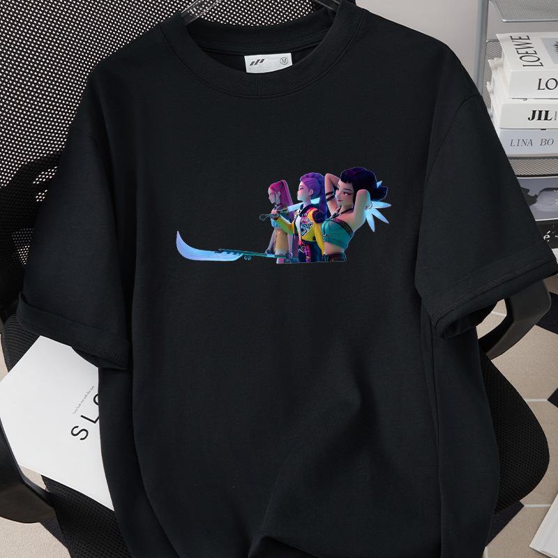 KPop Demon Hunters Huntrix Printing Men T-shirt Summer Cotton Short Sleeve Tshirt for Female O-neck Women Tee Streetwear Tops