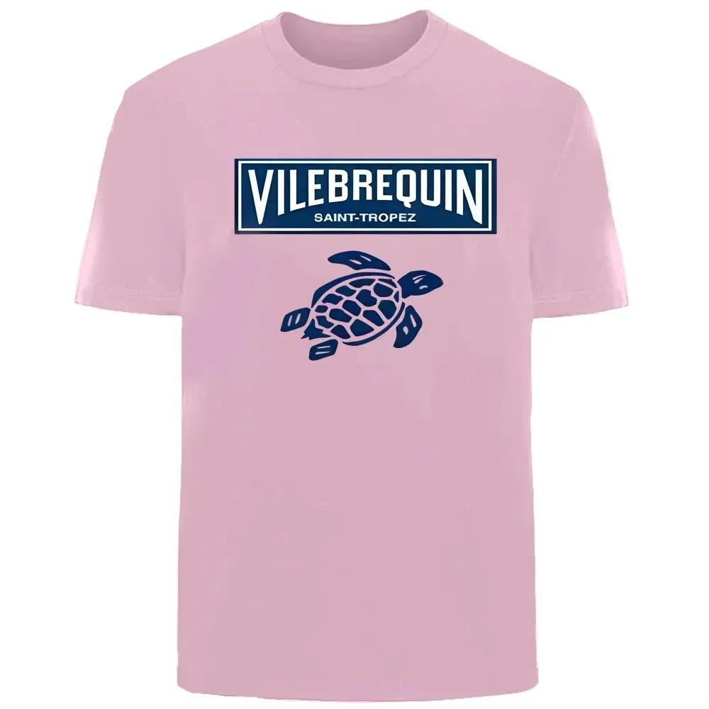 Повседневная белая футболка Vilebrequin 100% хлопок с принтом черепахи для лета