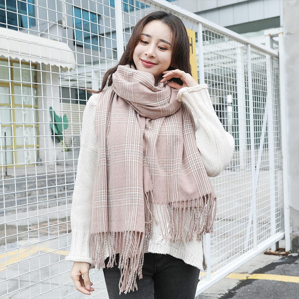Autumn Winter Warm Scarf Fashion British Style Plaid Tassel Imitation Cashmere Shawl Cape