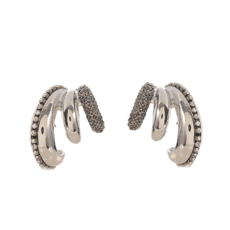 Oversized Geometric C-Shaped Layered Crystal Earrings Women Beach Vacation Fashion Statement Jewelry