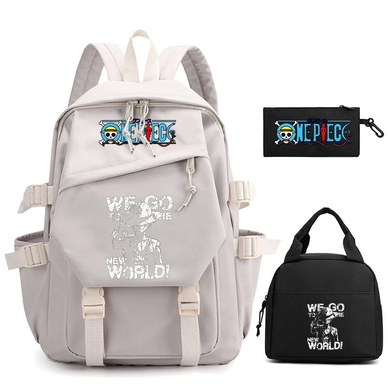3 шт./компл., цельный нейлоновый рюкзак в стиле аниме с сумкой для обеда для девочек и мальчиков, школьный рюкзак для мужчин и женщин, дорожная сумка для отдыха