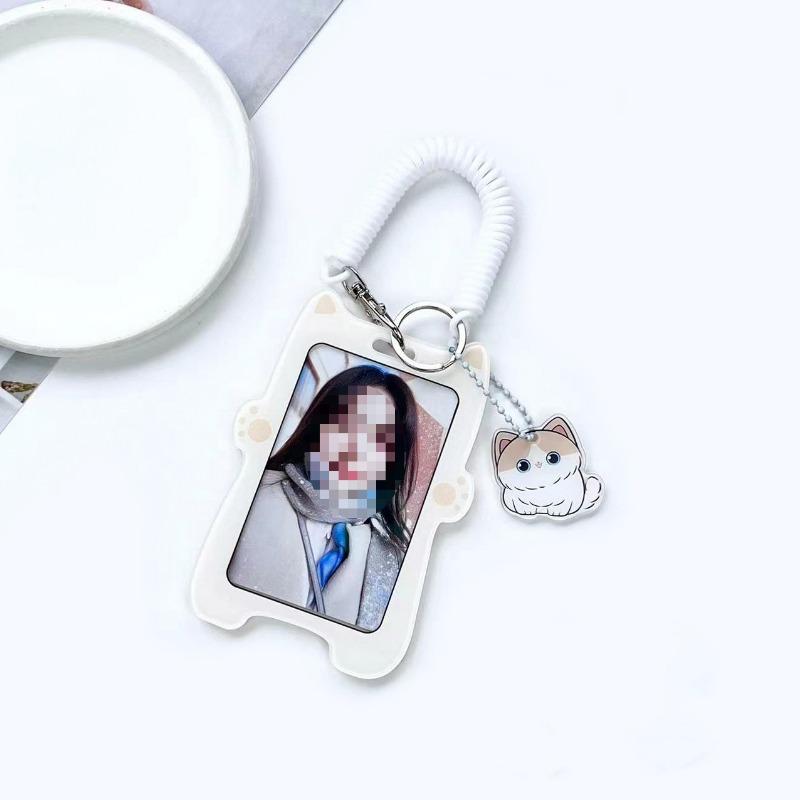 3-дюймовый держатель для фотокарт с милым мультяшным рисунком Kpop, чехол для фотокарты с изображением животных, брелок для ключей, протектор для студенческих автобусных карт
