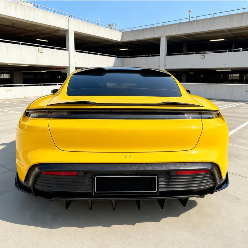 For Porsche Taycan Electric 4-Door Coupe 2019, 2021, 2022, 2023, 2024, 2025 Automotive Rear Bumper Diffuser Rear Spoiler Kit