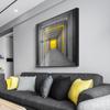 Модный квадратный черно-желтый постер, бесконечная прихожая, холст, картина, принт, настенные художественные фотографии для гостиной, спальни, стильный