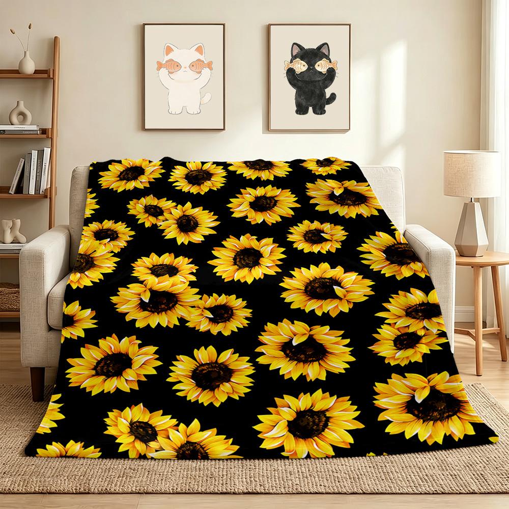 Sunflower Flannel Blanket Throw Blanket Soft Warm Sofa Bed Camping Car home Decor Unique Christmas Gift C93021