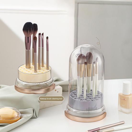 2-in-1 Silicone Makeup Brush Cleaner Bowl Cosmetic Brush Cleaner with Drying Holder for Storage Stand