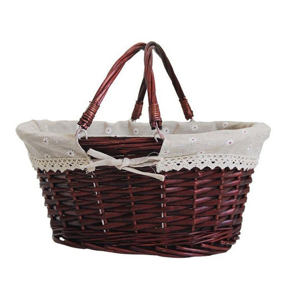 Weaving Design Wicker Woven Basket Multoclor Storage Basket Rustic Style Hand Basket Fruit