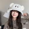 Cute funny big eyes plush hat women autumn and winter thickened thermal basin hat big head circumference cartoon couple bucket hat