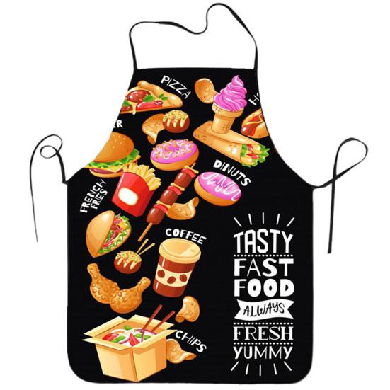 Cooking Apron Sleeveless Comfortable Wearing Clear And Real Image Reusable Anti-stain Waterproof Polyester Pizza Pattern Kitchen Apron Home Supplies