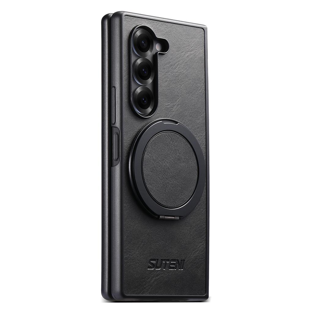 SUTENI G3 For Samsung Galaxy Z Fold7 5G Magnetic Case Waxy Texture Rotating Kickstand Leather Phone Back Cover