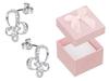 Silver Earrings with Red Zircon Rhodium Plated Lightning Zigzag Studs 925