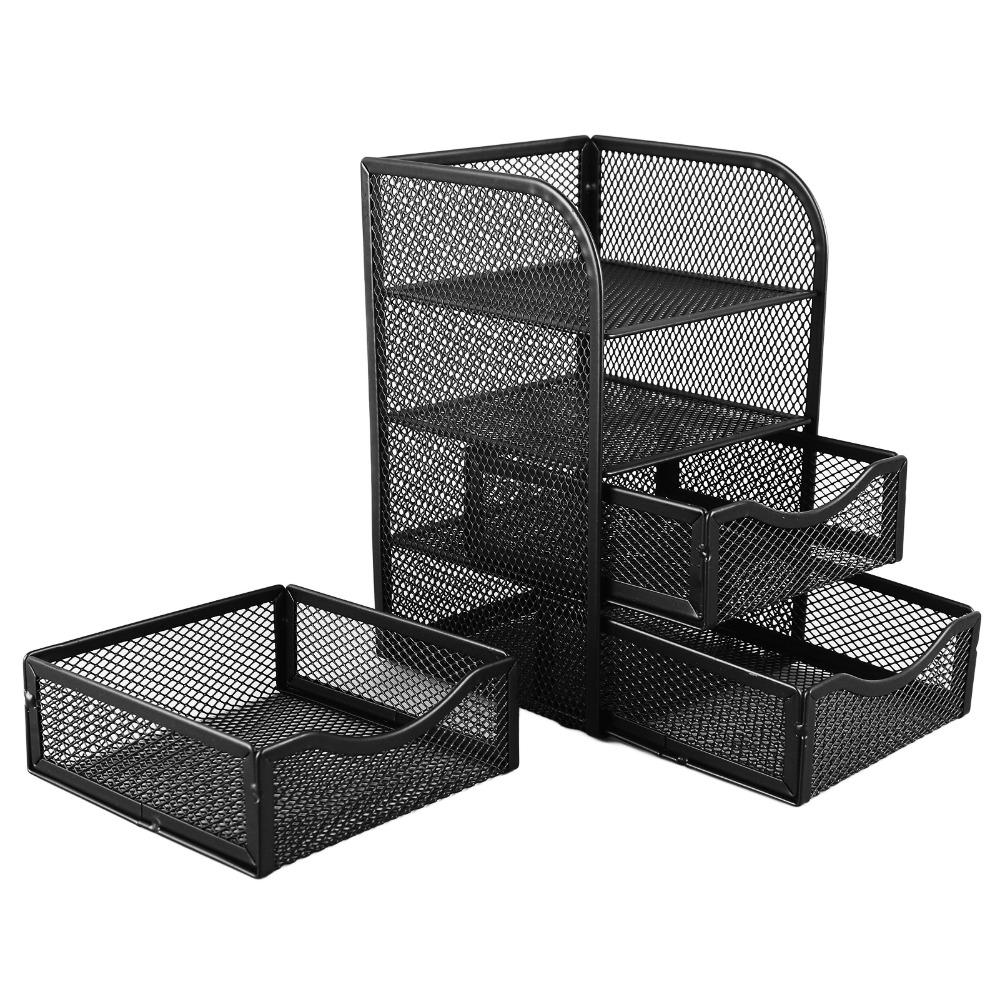 Black Desktop Organizer Metal Stationery Organizer Pen Container Desk Organizer For Home