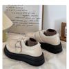 Platform Muffin Velvet Small Leather Shoes Women's 2025 New Autumn and Winter Warm Loafers Retro British Cotton Shoes
