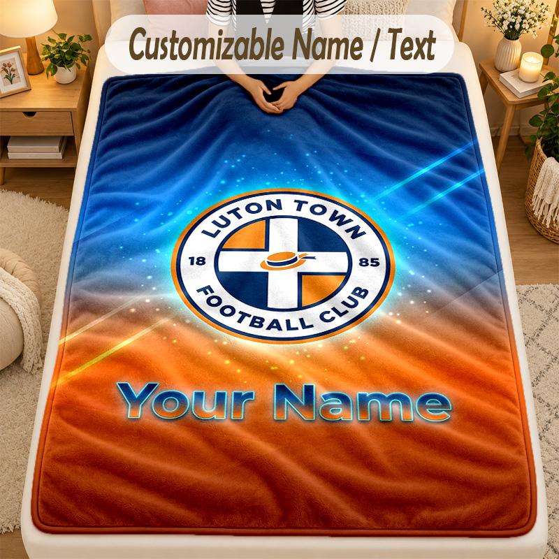 Flannel BlanketLuton Town Custom Name Text Personalized Soft Warm Throw Blanket Home Decor Gift