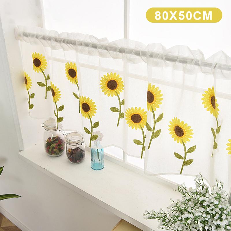 Half Window Short Sheer Curtains Elegant Lace Floral Pattern Ideal Housewarming Gift for Kitchen Bathroom Window Decoration