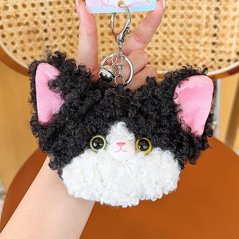 Cute Plush Devon Rex Cat Coin Pouch Keychain Ideal For Earphone And Key Holder