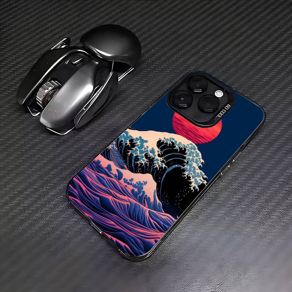 Японская Укиё-э Морские Волны Чехол для Телефона Для iPhone17,16,15,14,13,12,11 Plus,Pro Max Цветной Посеребренный Внутренний Чехол