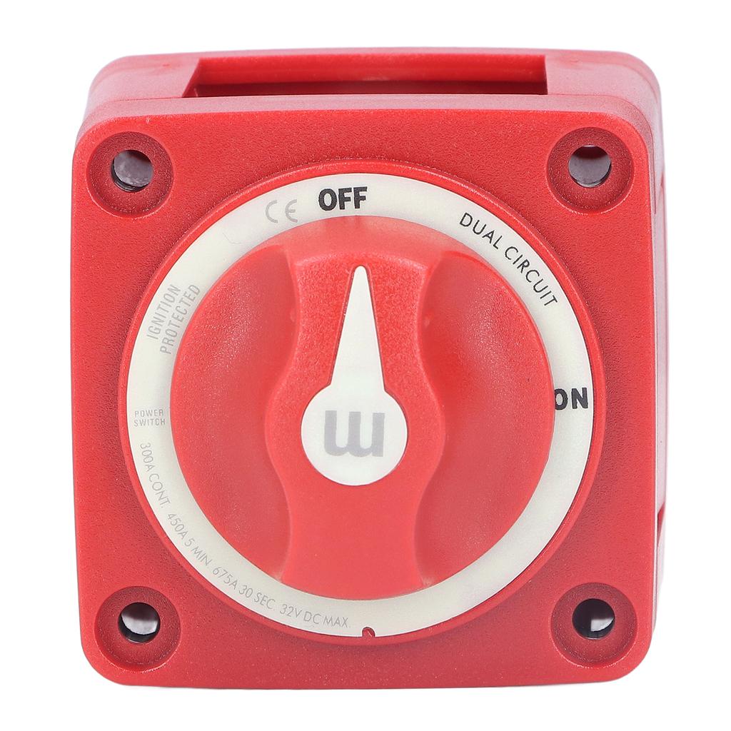 300A Battery Knob Switch Dual Circuit 4 Wires Ignition Protection Removable IP66 Waterproof for Yachts RVs