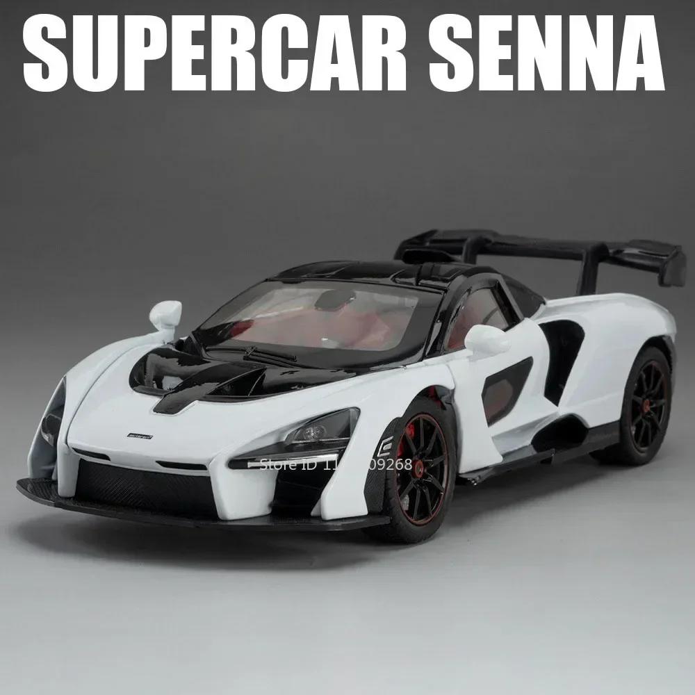 1:24 Senna 720S Sports Car Toy Model Alloy Diecast Light Music Miniature Supercar Doors Opened Models Boys Favourite Gifts Toys