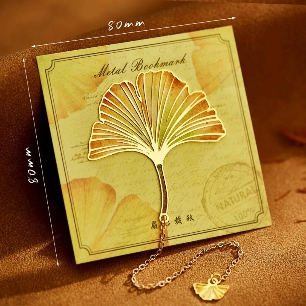 С металлическим кулоном-цепочкой Закладка в виде дубового листа Кленовый лист Инструмент для чтения для студентов Металлическая закладка в виде листа Абрикосовый лист Студенческие канцелярские товары