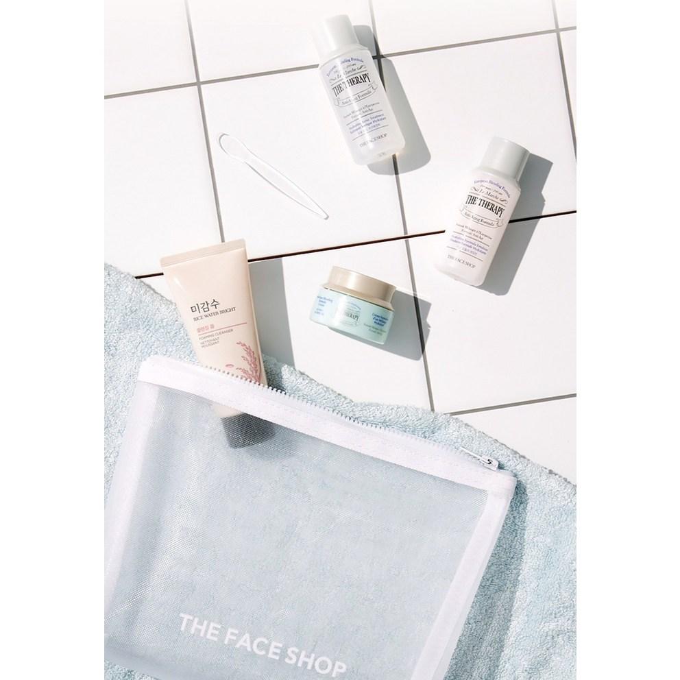 THE FACE SHOP Travel Kit (Cleansing Foam 30ml + Treatment 32ml + Emulsion 32ml + Cream 10ml + Pouch)