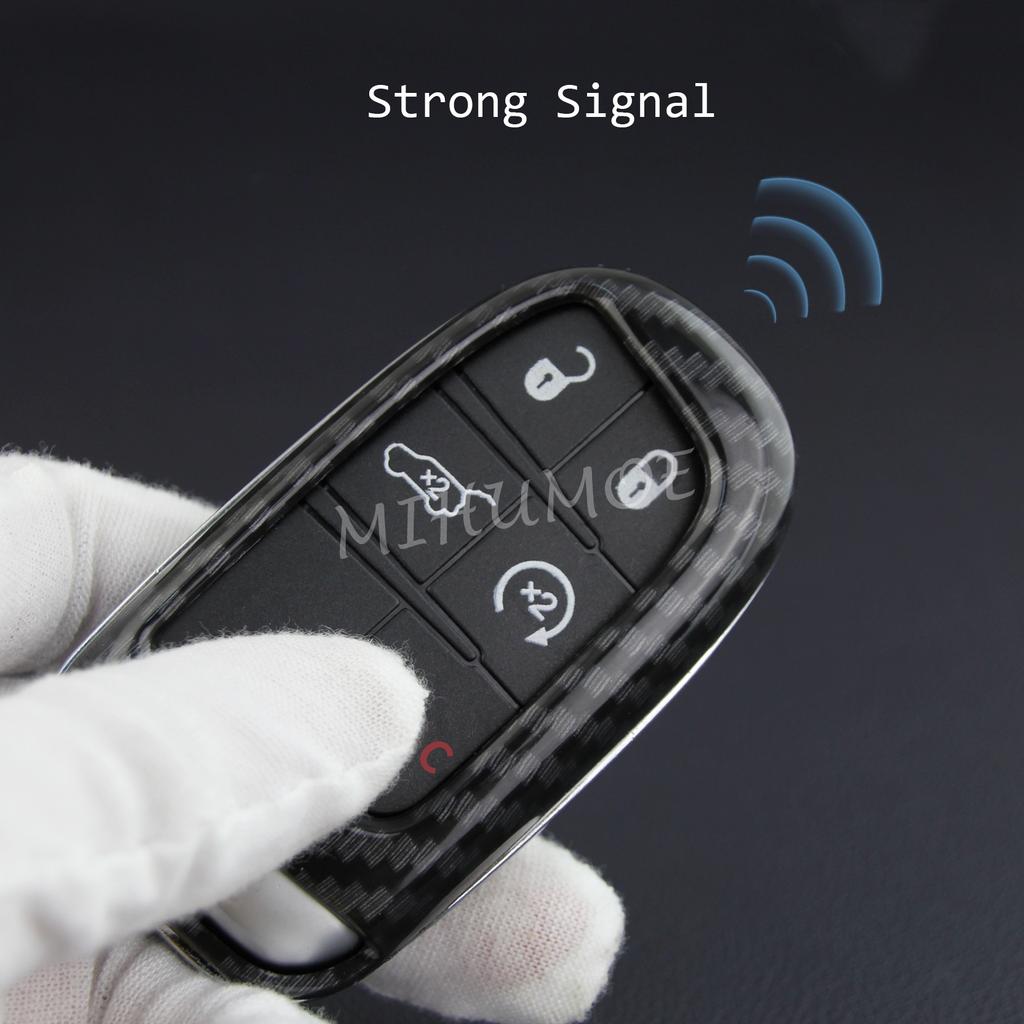 For Jeep Dodge Fiat Carbon Fiber Key Fob Chain Cover Case Grand Cherokee Renegade Compass MP Charger Challenger Durango Journey ALW1