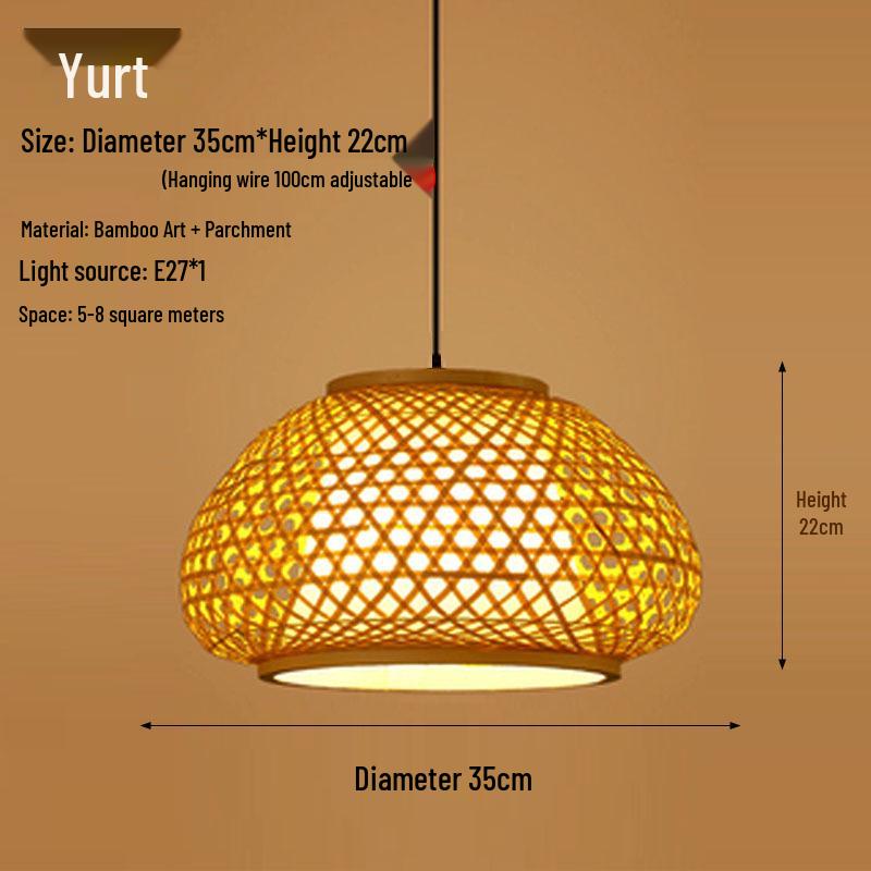 Retro Zen Bamboo Weaving Pendant Lamp for Restaurants & Teahouses